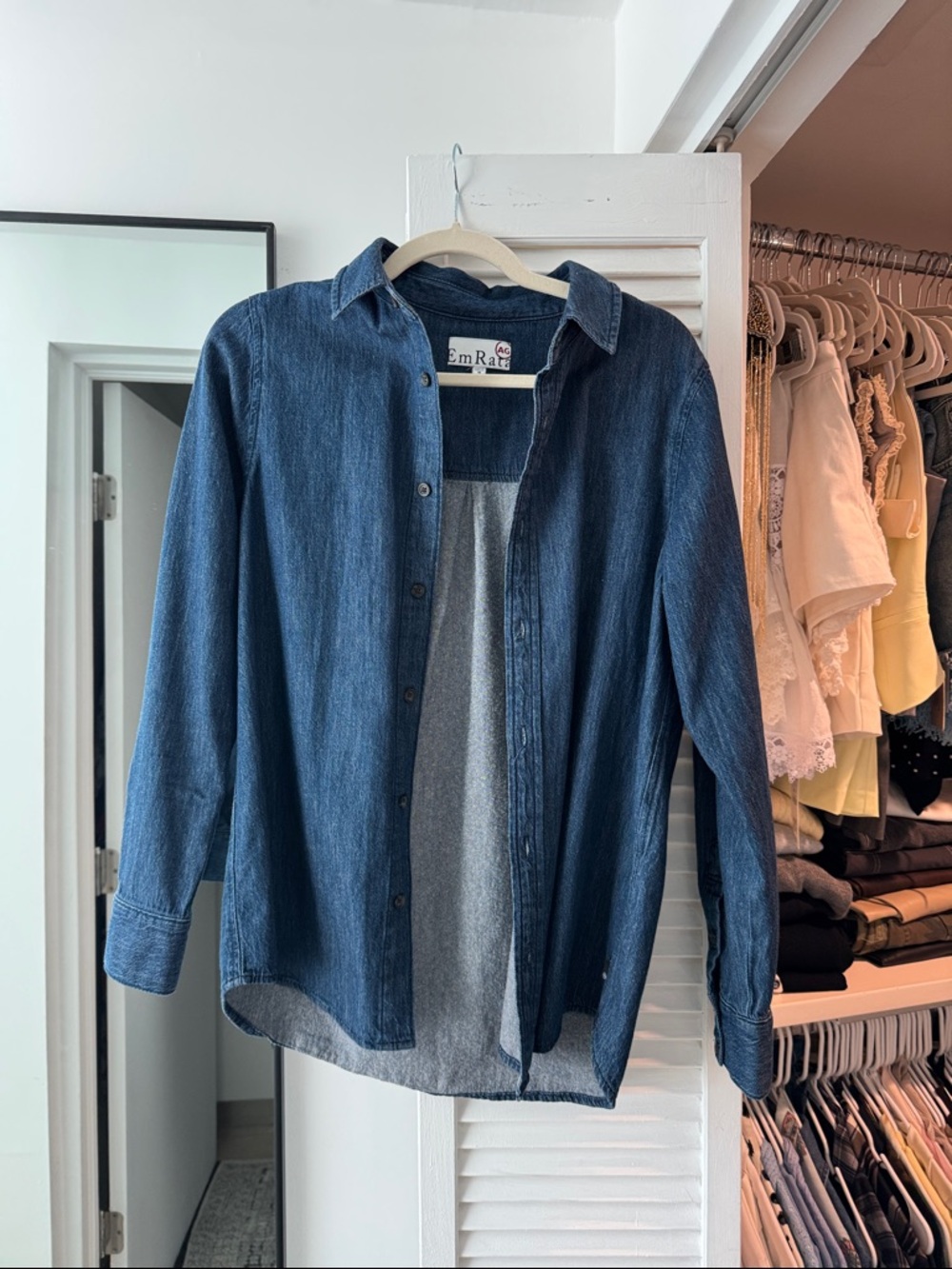 AG Emrata Dark Wash Denim Button-Up Shirt